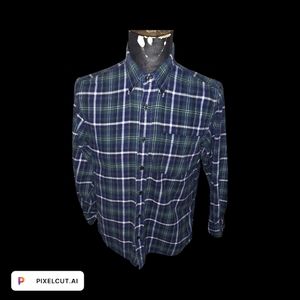 EDWIN VTG japanese OVERSIZED flannel medium blackwatch green blue